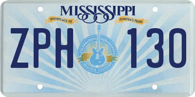 MS license plate ZPH130