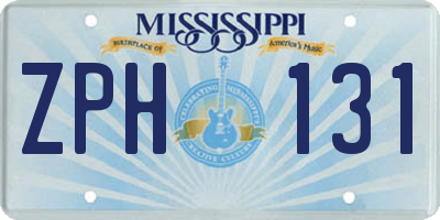 MS license plate ZPH131
