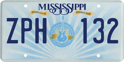 MS license plate ZPH132