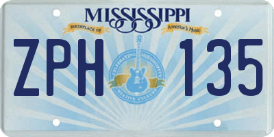 MS license plate ZPH135