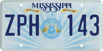MS license plate ZPH143