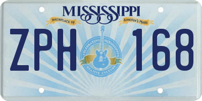 MS license plate ZPH168