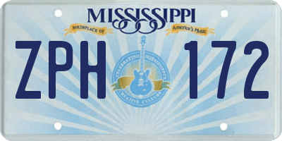 MS license plate ZPH172