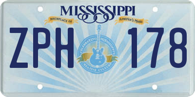 MS license plate ZPH178