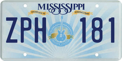 MS license plate ZPH181