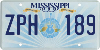 MS license plate ZPH189