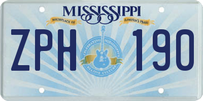 MS license plate ZPH190