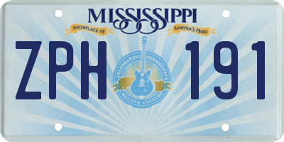 MS license plate ZPH191