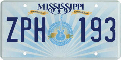 MS license plate ZPH193