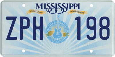 MS license plate ZPH198