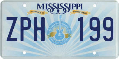 MS license plate ZPH199