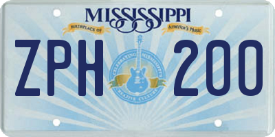 MS license plate ZPH200