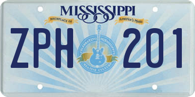 MS license plate ZPH201