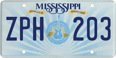 MS license plate ZPH203