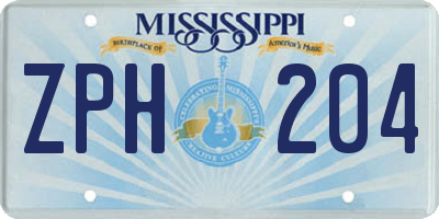 MS license plate ZPH204