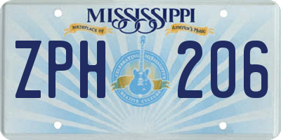 MS license plate ZPH206