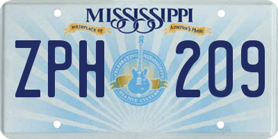 MS license plate ZPH209