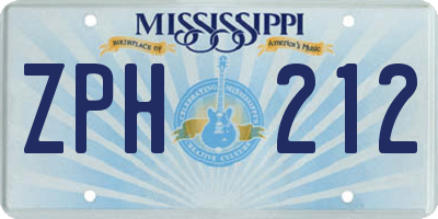 MS license plate ZPH212