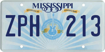 MS license plate ZPH213