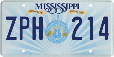 MS license plate ZPH214