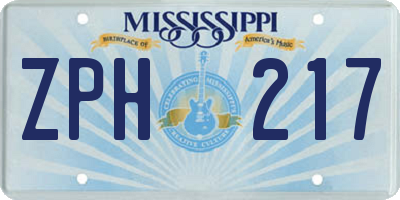 MS license plate ZPH217