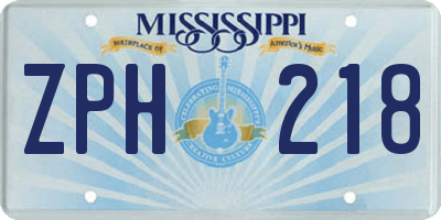 MS license plate ZPH218