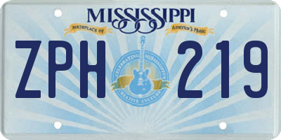 MS license plate ZPH219