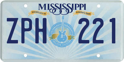 MS license plate ZPH221