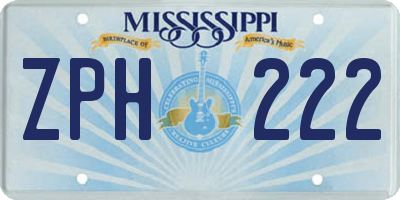 MS license plate ZPH222
