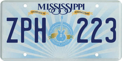 MS license plate ZPH223