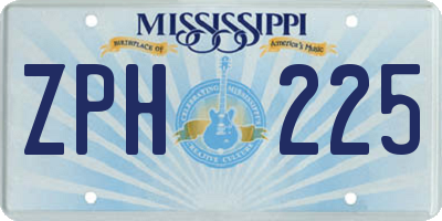 MS license plate ZPH225