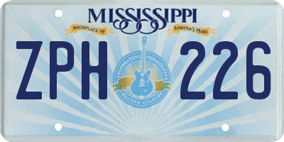 MS license plate ZPH226