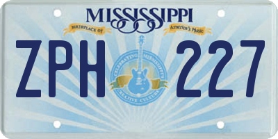 MS license plate ZPH227