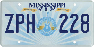 MS license plate ZPH228