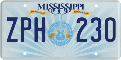 MS license plate ZPH230