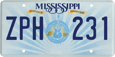 MS license plate ZPH231