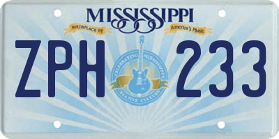 MS license plate ZPH233