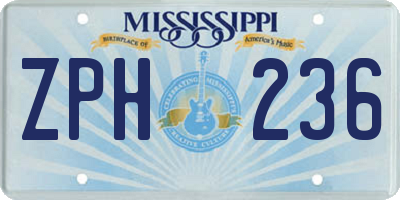 MS license plate ZPH236