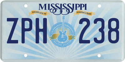 MS license plate ZPH238