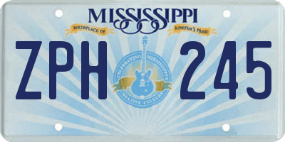 MS license plate ZPH245