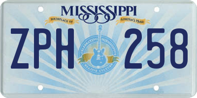 MS license plate ZPH258