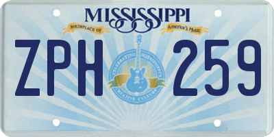 MS license plate ZPH259