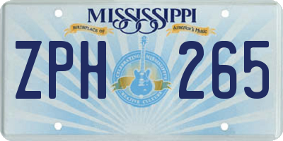 MS license plate ZPH265