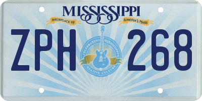 MS license plate ZPH268