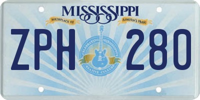 MS license plate ZPH280