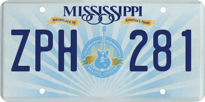 MS license plate ZPH281