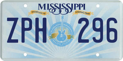 MS license plate ZPH296