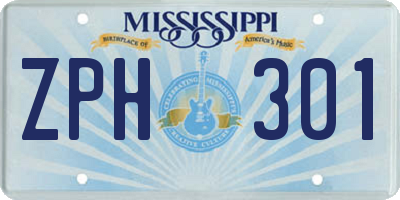 MS license plate ZPH301