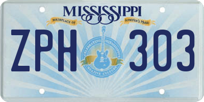 MS license plate ZPH303