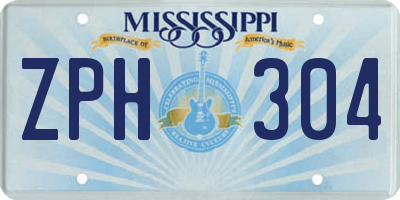 MS license plate ZPH304